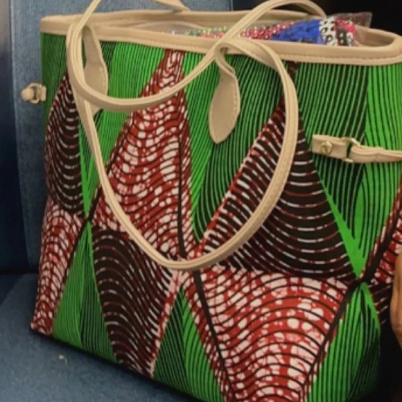 Vintage 💕Kweenzyafrik Ankara printed handmade Keimie Carry  all Tote hat set - Picture 14 of 14
